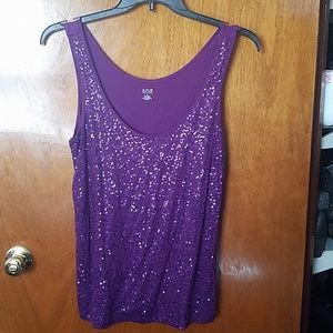 Purple sequined tank top.